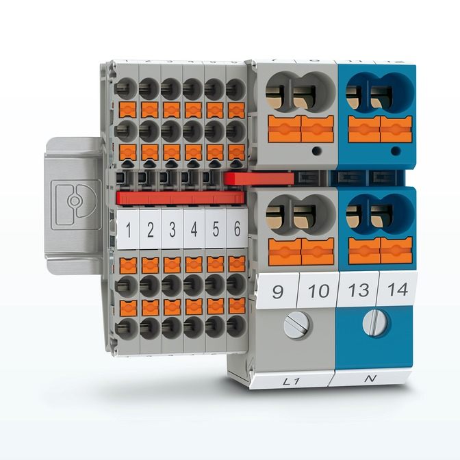 Distribuidores de potencial compactos con conexión por tornillo y push-in